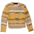 Zara Womens Crop Open Blazer Jacket UK 10 Small Yellow Striped Acetate