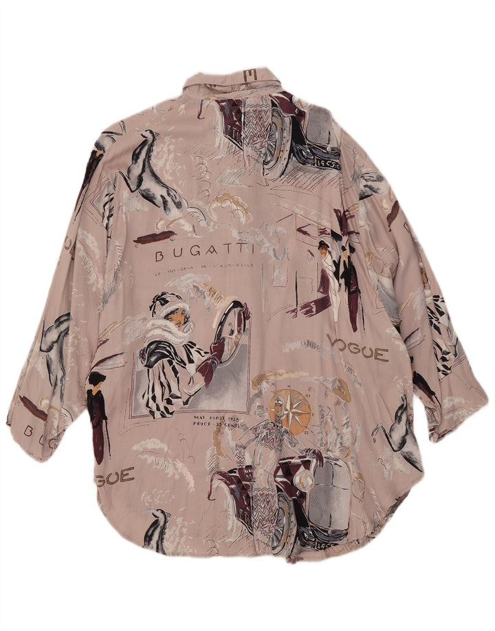 C&A Womens Clock House Graphic Oversized Shirt Blouse UK 10 Small Beige