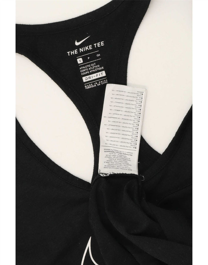 Nike Womens Dri Fit Graphic Vest Top UK 10 Small Black Polyester