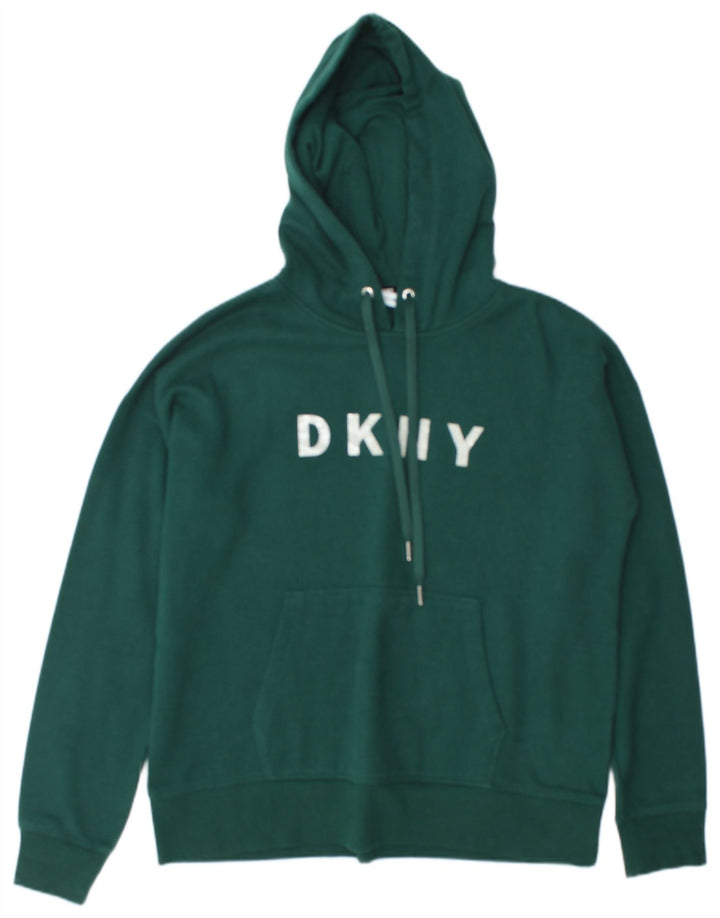 Dkny Mens Graphic Hoodie Jumper Medium Green Cotton
