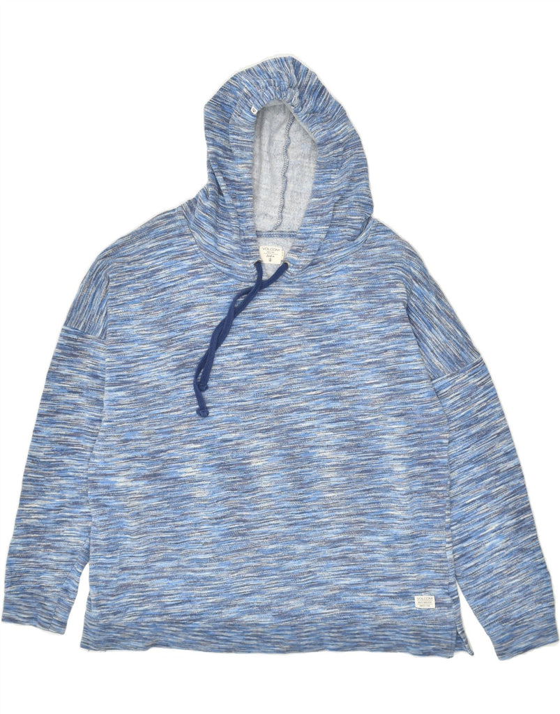 VOLCOM Womens Hoodie Jumper UK 12 Medium  Blue Pinstripe Cotton | Vintage Volcom | Thrift | Second-Hand Volcom | Used Clothing | Messina Hembry 