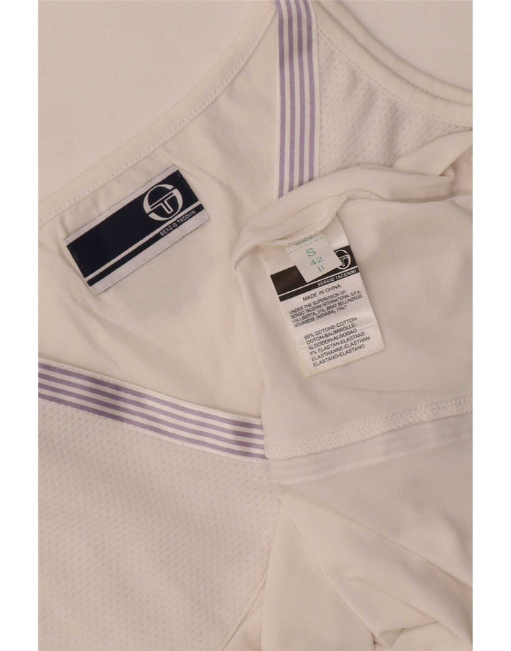 Sergio Tacchini Womens Vest Top UK 10 Small White Cotton