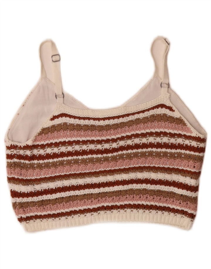 Hollister Womens Knit Crop Top UK 12 Medium Multicoloured Striped Cotton