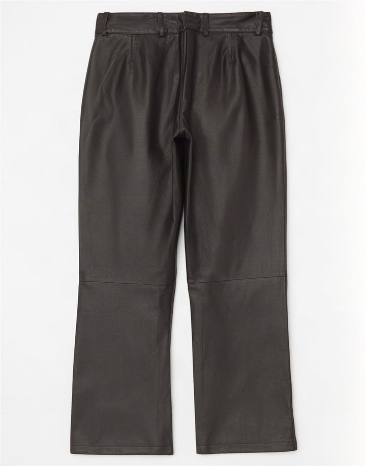K.K.Berlin Womens Straight Leather Trousers EU 40 Medium W32 L29 Black