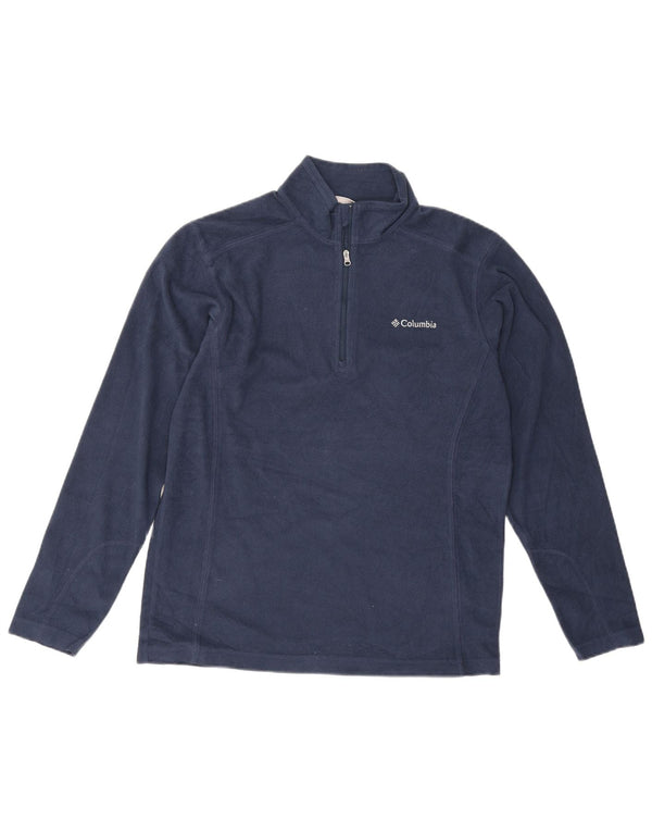 Columbia Mens Zip Neck Fleece Jumper Small Navy Blue Polyester