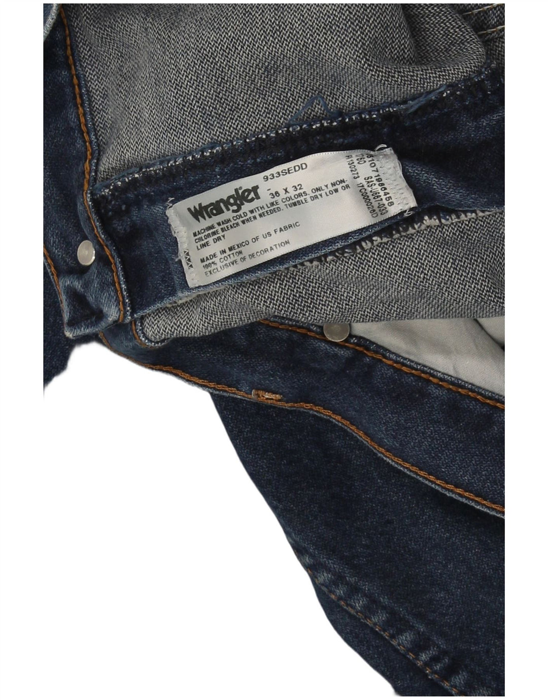 Wrangler Mens Straight Jeans W36 L32 Navy Blue Cotton