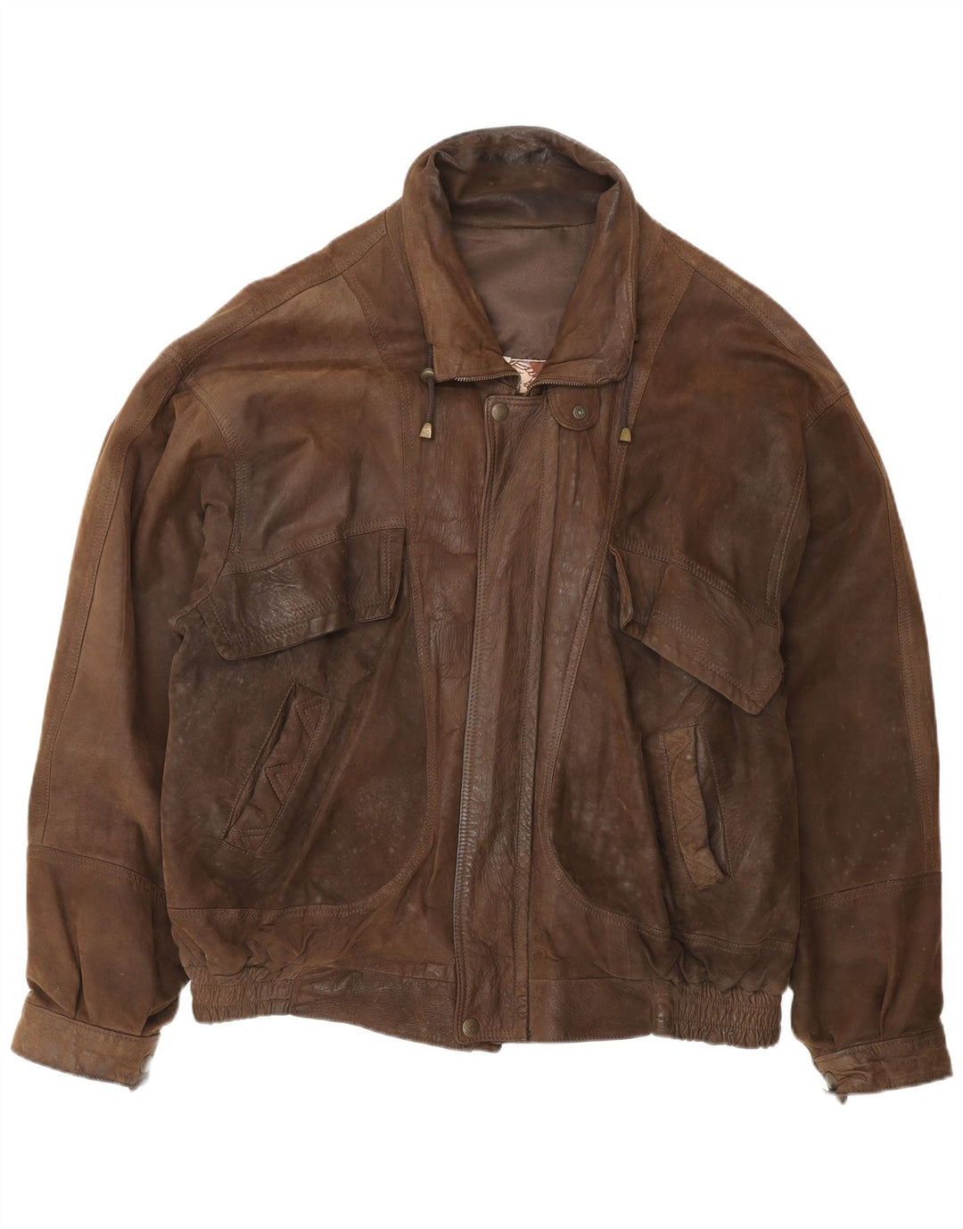 Vintage Mens Bomber Leather Jacket UK 42 XL Brown