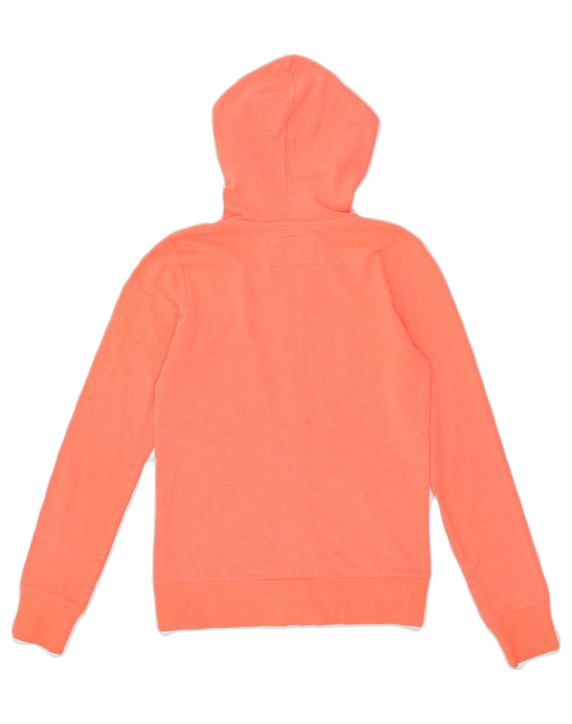 HURLEY Womens Graphic Zip Hoodie Sweater UK 12 Medium Orange Polyester | Vintage Hurley | Thrift | Second-Hand Hurley | Used Clothing | Messina Hembry 