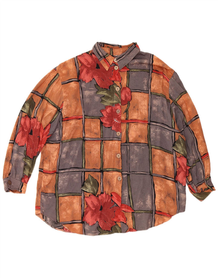 Vintage Womens Shirt Blouse UK 22 3XL Multicoloured Floral Viscose