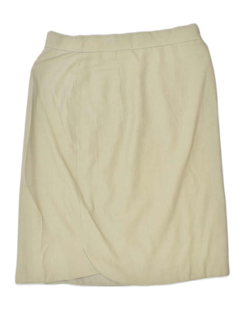 EMPORIO ARMANI Womens Straight Skirt IT 42 Medium W28 Beige Wool | Vintage | Thrift | Second-Hand | Used Clothing | Messina Hembry 