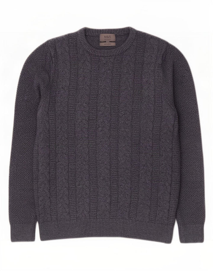 Marks & Spencer Mens Crew Neck Jumper Sweater Medium Navy Blue Cotton