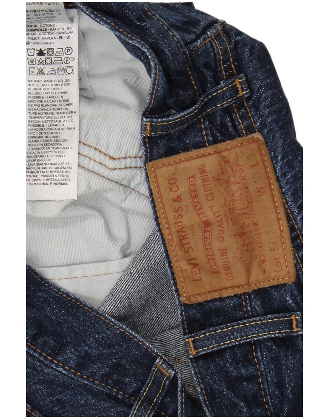 Levi's Mens 501 Straight Jeans W40 L32 Blue Cotton