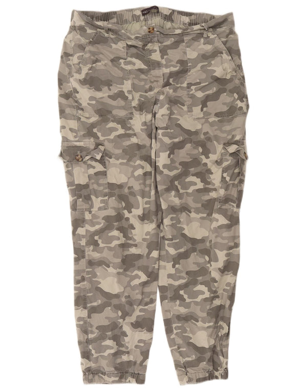 Marks & Spencer Womens Cargo Trousers UK 18 XL W36 L28 Grey Camouflage