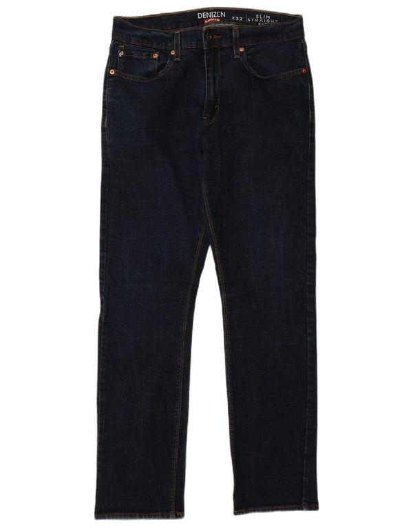 Levi's Mens Denizen Slim Straight Jeans W32 L32 Navy Blue Cotton