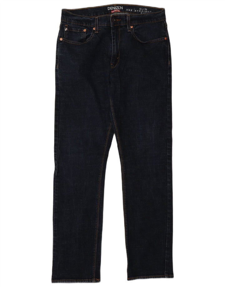 Levi's Mens Denizen Slim Straight Jeans W32 L32 Navy Blue Cotton