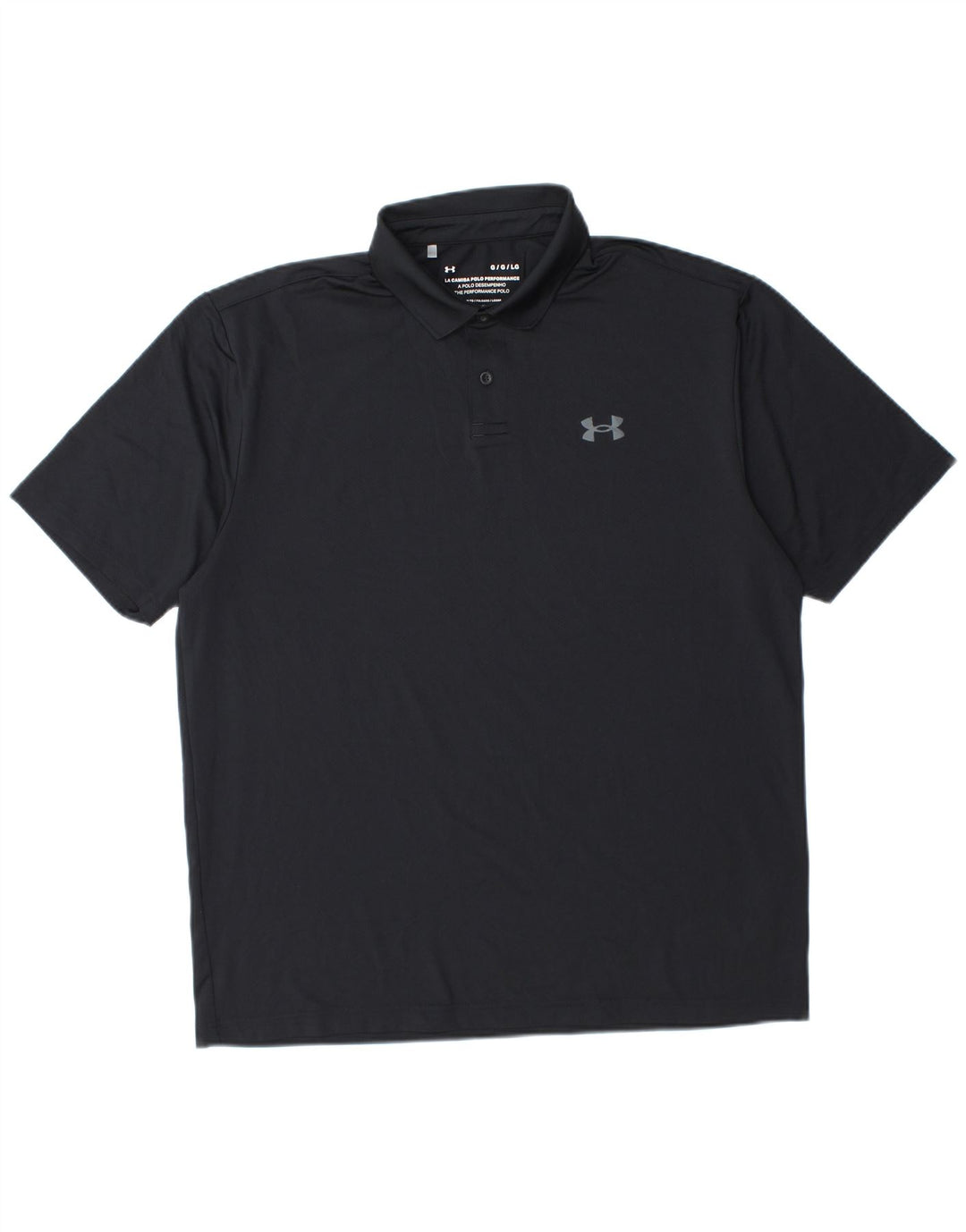 UNDER ARMOUR Mens Polo Shirt Large Black Polyester