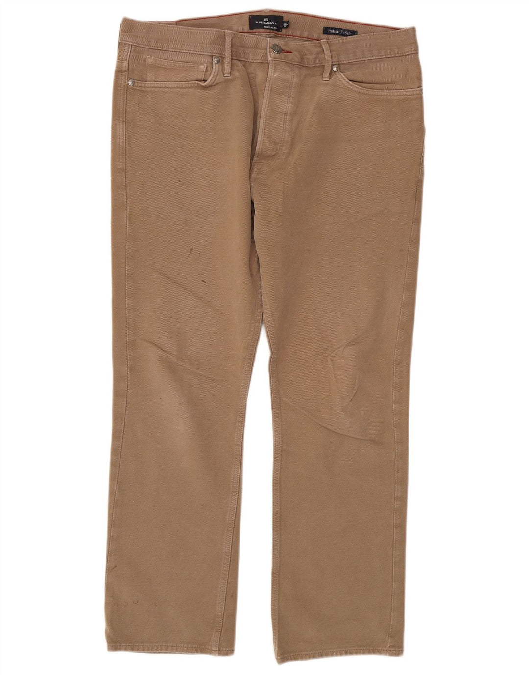 Marks & Spencer Mens Blue Harbour Regular Fit Casual Trousers W36 L31 Beige