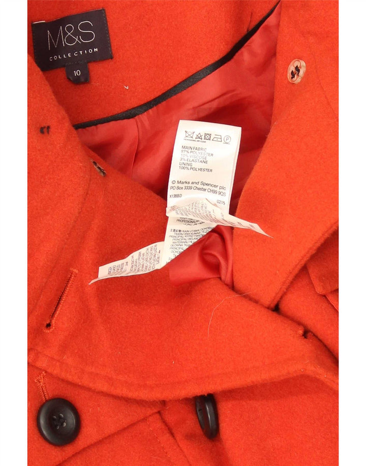 Marks & Spencer Womens Double Breasted Coat UK 10 Small Red Polyester