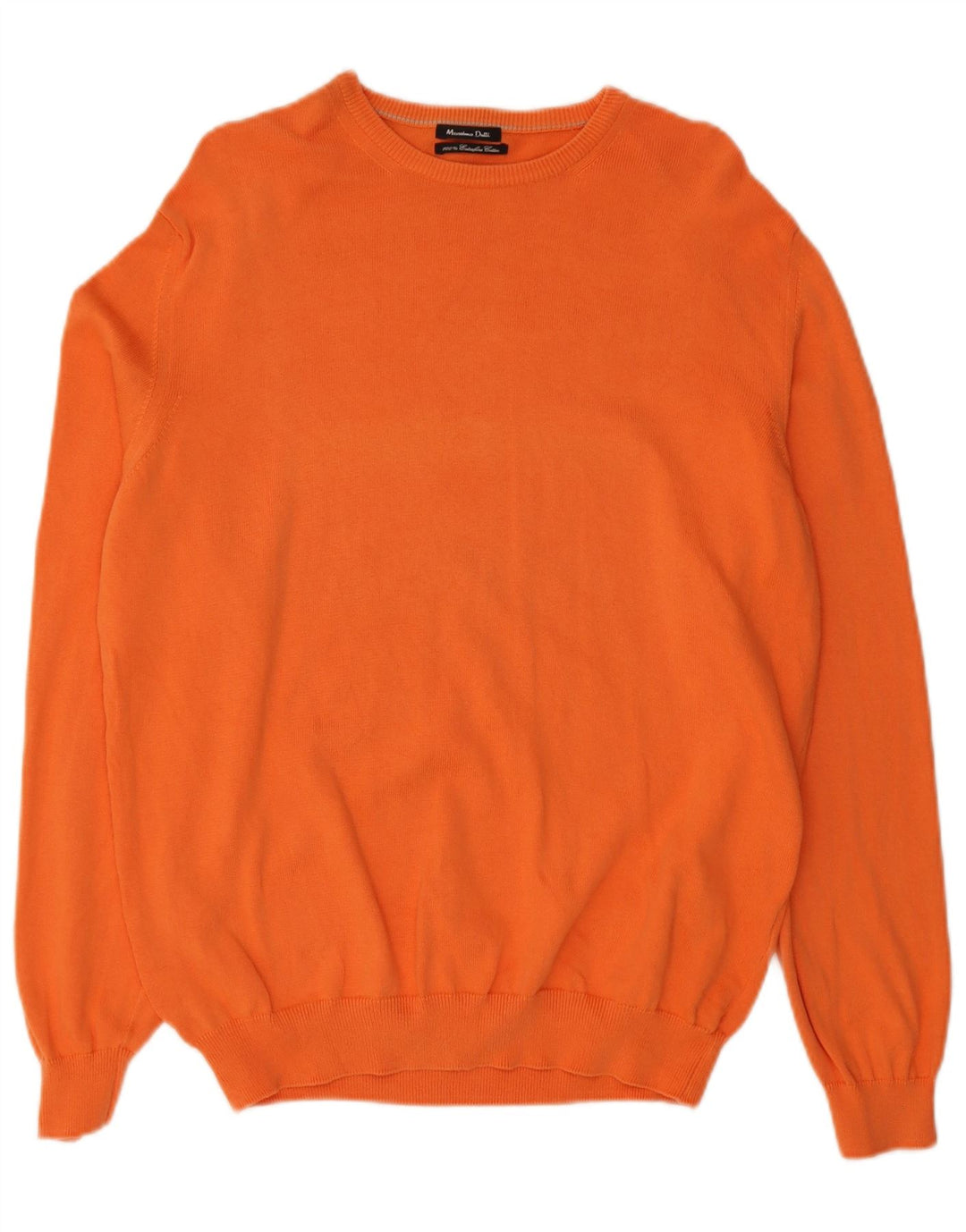 Massimo Dutti Mens Boat Neck Jumper Sweater Large Orange Cotton