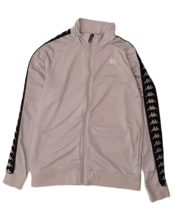 Kappa Womens Graphic Tracksuit Top Jacket UK 16 Large Grey Colourblock