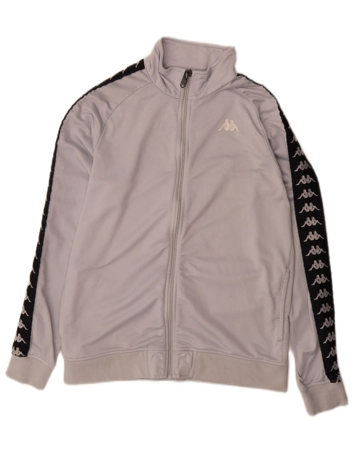Kappa Womens Graphic Tracksuit Top Jacket UK 16 Large Grey Colourblock