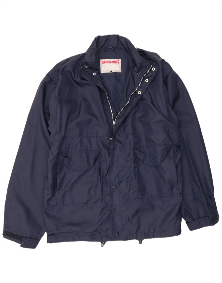 Spalding Mens Hooded Rain Jacket UK 42 XL Navy Blue Polyamide