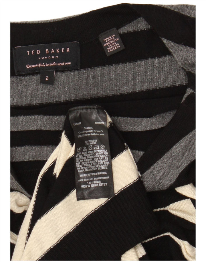 Ted Baker Womens Sleeveless Bodycon Dress Size 2 Small Black Striped