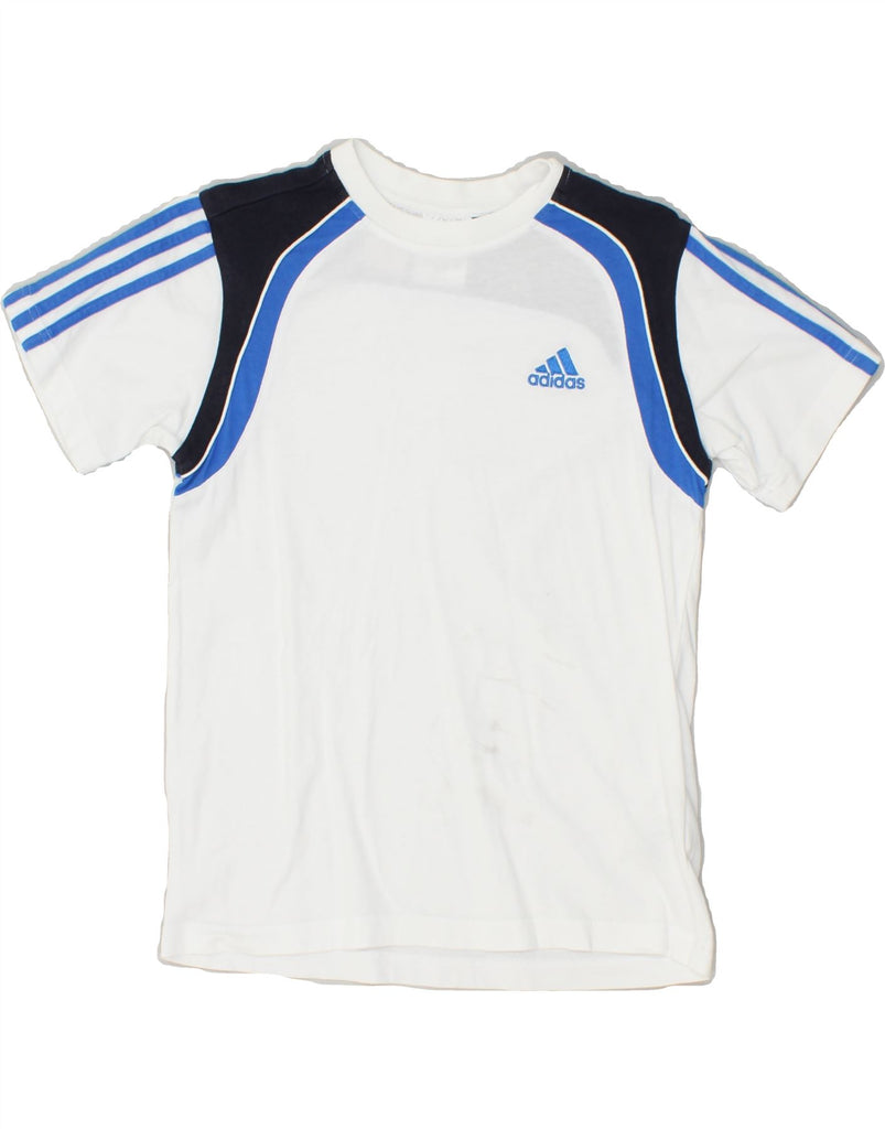 ADIDAS Boys Graphic T-Shirt Top 11-12 Years Large White Colourblock Cotton | Vintage Adidas | Thrift | Second-Hand Adidas | Used Clothing | Messina Hembry 