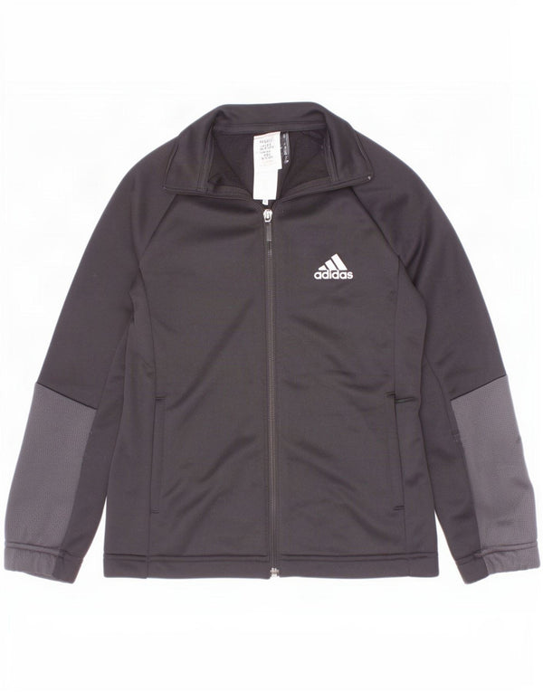 Adidas Boys Aeroready Tracksuit Top Jacket 7-8 Years Black Colourblock