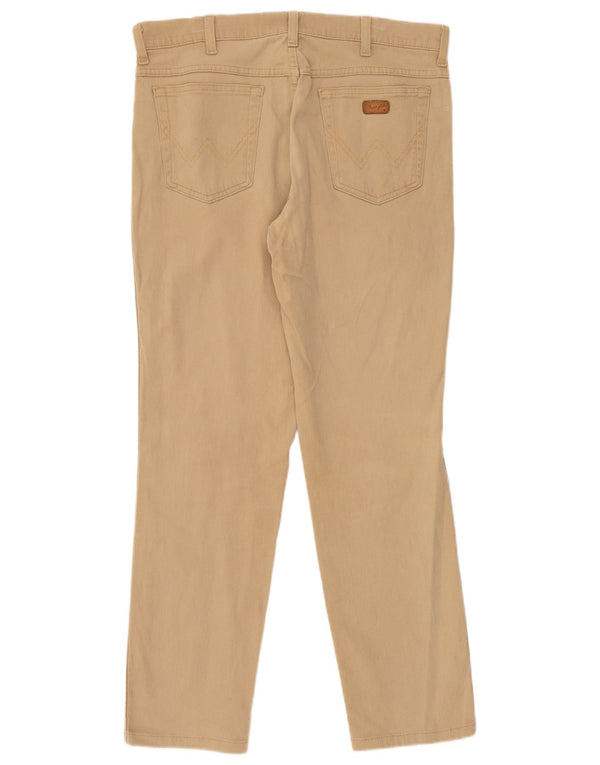 Wrangler Mens Texas Stretch Straight Casual Trousers W36 L30 Beige Cotton
