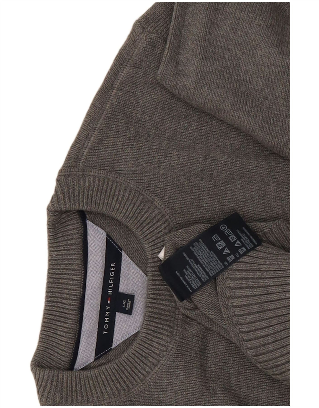 Tommy Hilfiger Mens Crew Neck Jumper Sweater Large Grey Cotton