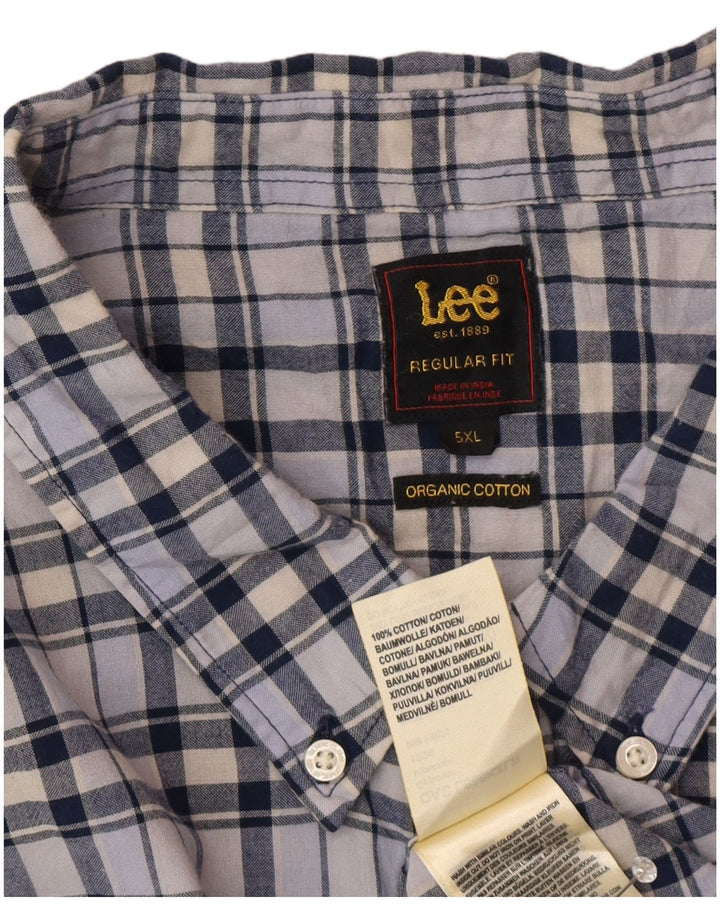 Lee Mens Regular Fit Short Sleeve Shirt 5XL Blue Check Cotton