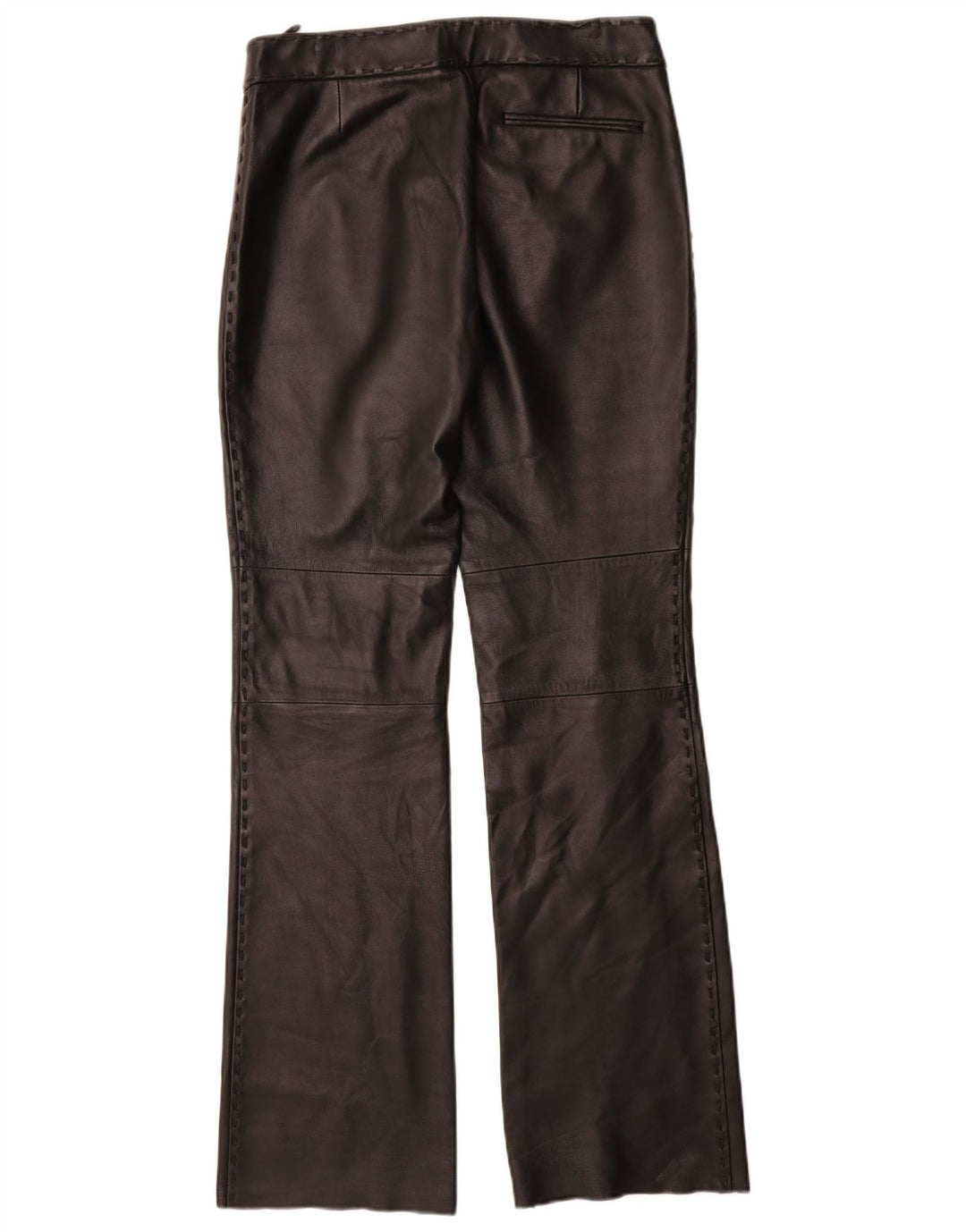 Mango Womens Straight Leather Trousers IT 42 Medium W30 L35 Black