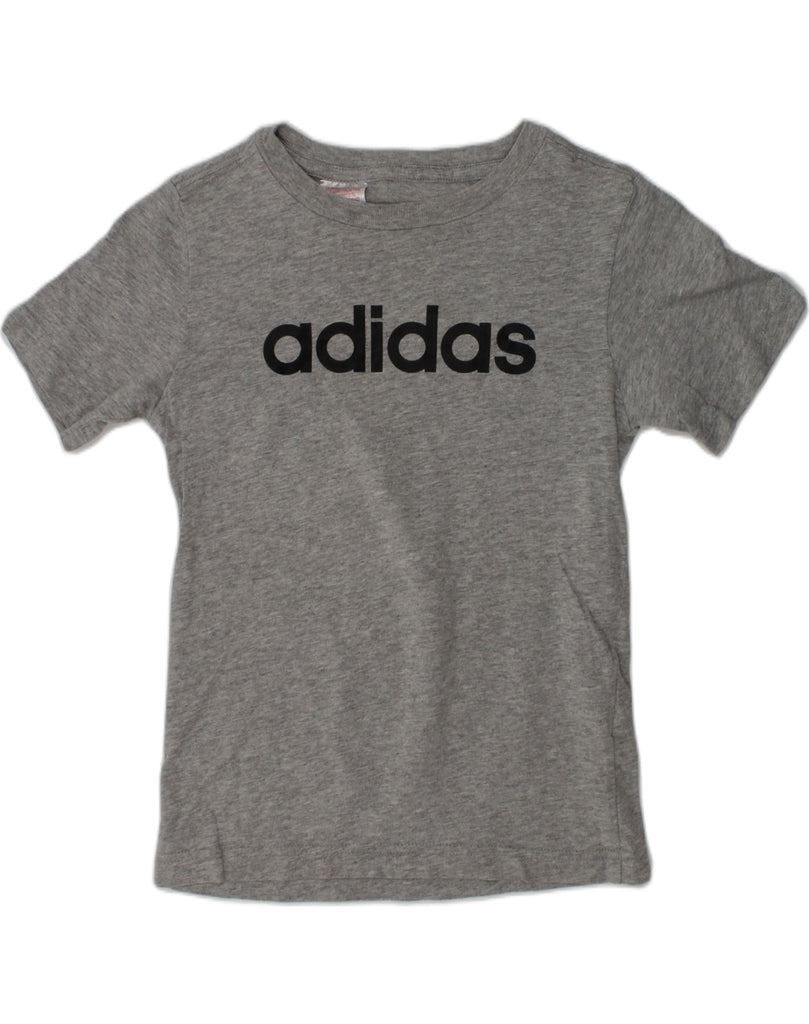 ADIDAS Boys Graphic T-Shirt Top 7-8 Years Grey Cotton | Vintage Adidas | Thrift | Second-Hand Adidas | Used Clothing | Messina Hembry 