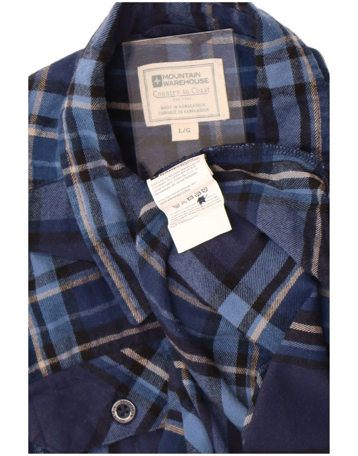 Mountain Warehouse Mens Flannel Shirt Large Navy Blue Check Cotton