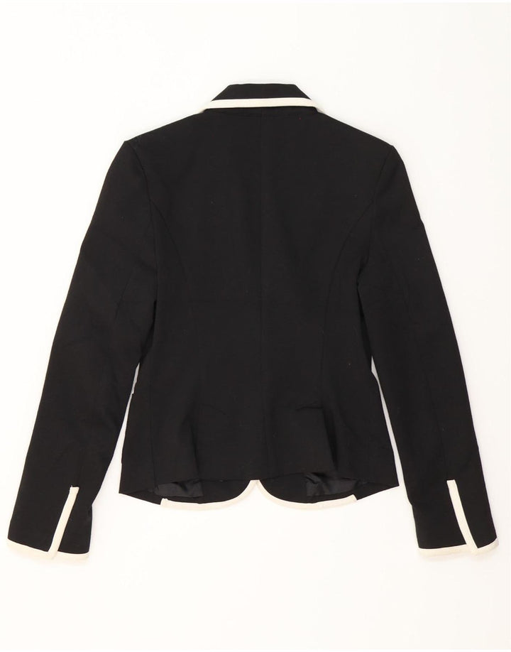 Zara Womens 2 Button Blazer Jacket UK 10 Small Black Colourblock Polyester