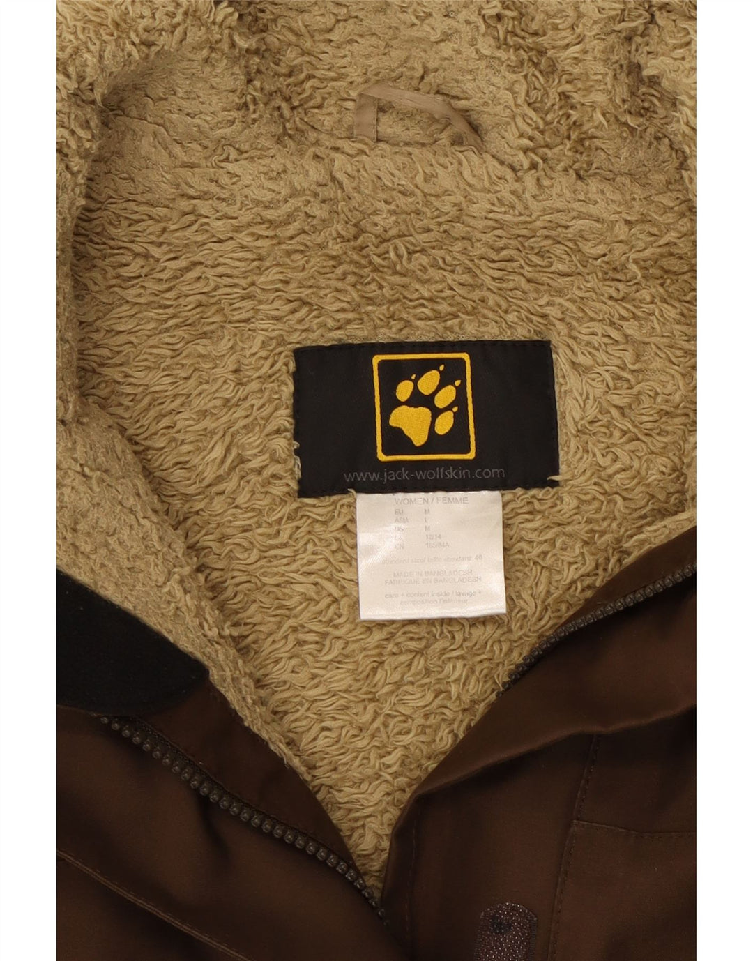 Jack Wolfskin Womens Sherpa Windbreaker Coat UK 12/14 Medium Brown