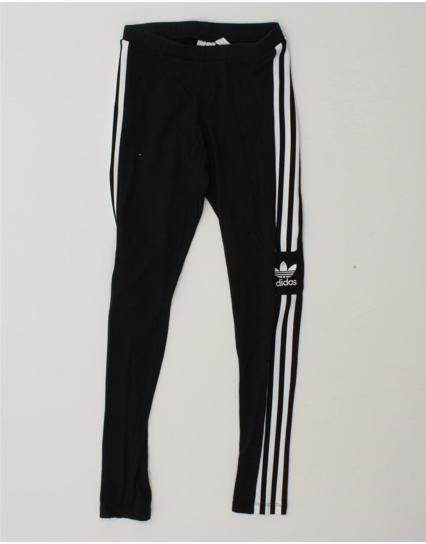 ADIDAS Womens Graphic Leggings UK 6 XS Black Cotton