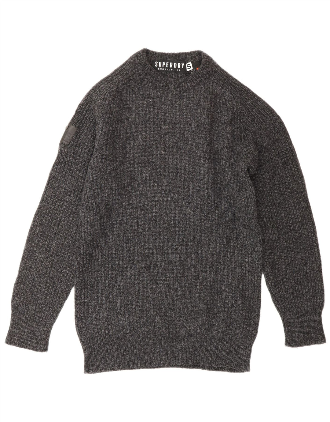 Superdry Womens Crew Neck Jumper Sweater Small Grey Wool