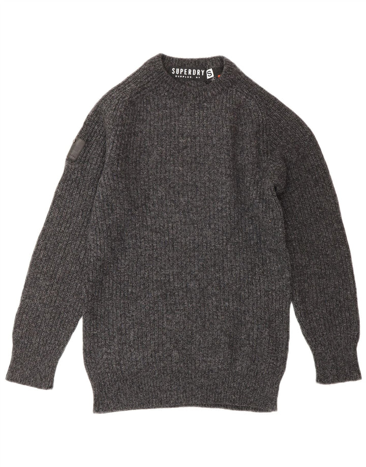 Superdry Womens Crew Neck Jumper Sweater Small Grey Wool