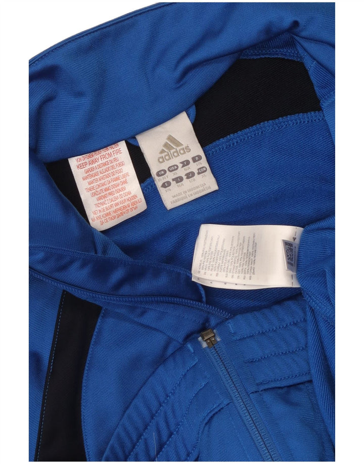 Adidas Boys Tracksuit Top Jacket 15-16 Years Blue Colourblock Polyester