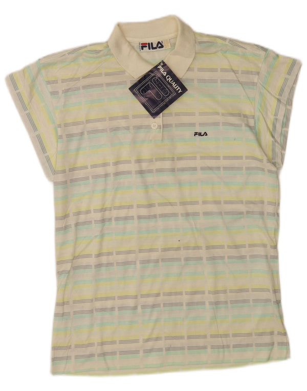 FILA Womens Polo Shirt UK 10 Small Multicoloured Striped Cotton