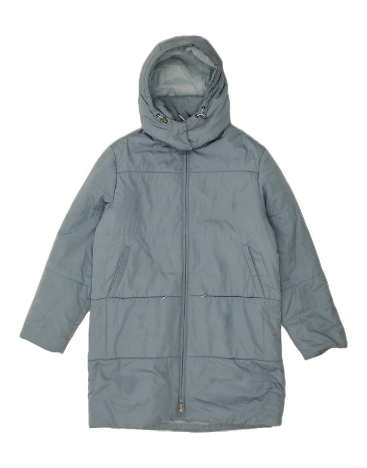 TRUSSARDI JEANS Womens Hooded Padded Coat IT 44 Medium Blue Vintage Trussardi Jeans and Second-Hand Trussardi Jeans from Messina Hembry 