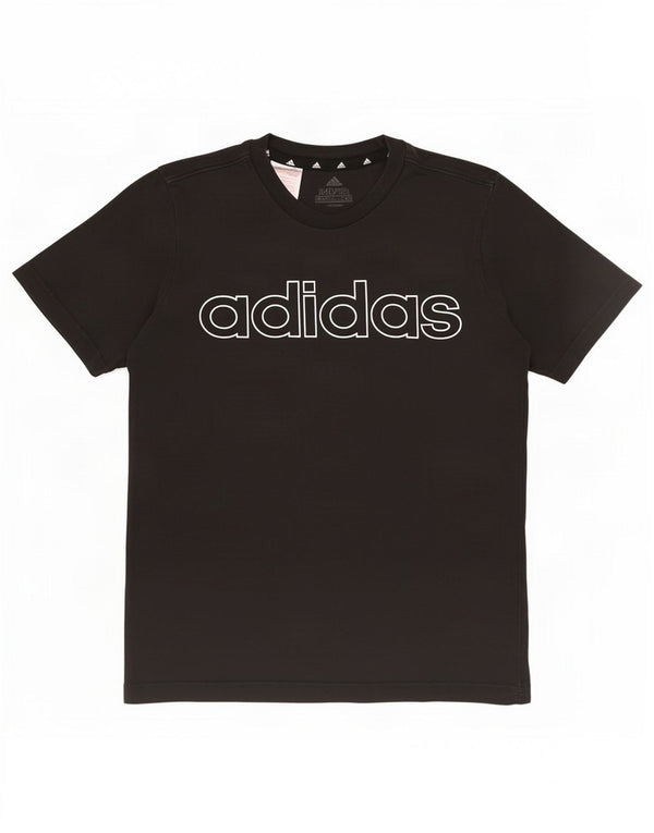 Adidas Boys Graphic T-Shirt Top 11-12 Years Black Cotton