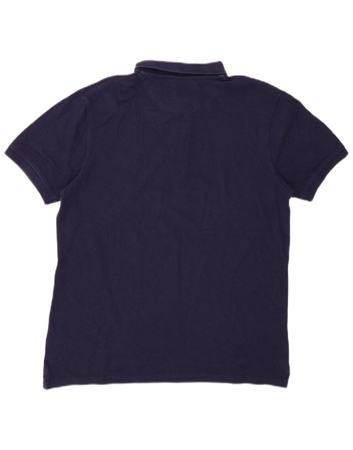 LYLE & SCOTT Mens Polo Shirt Medium Navy Blue Cotton