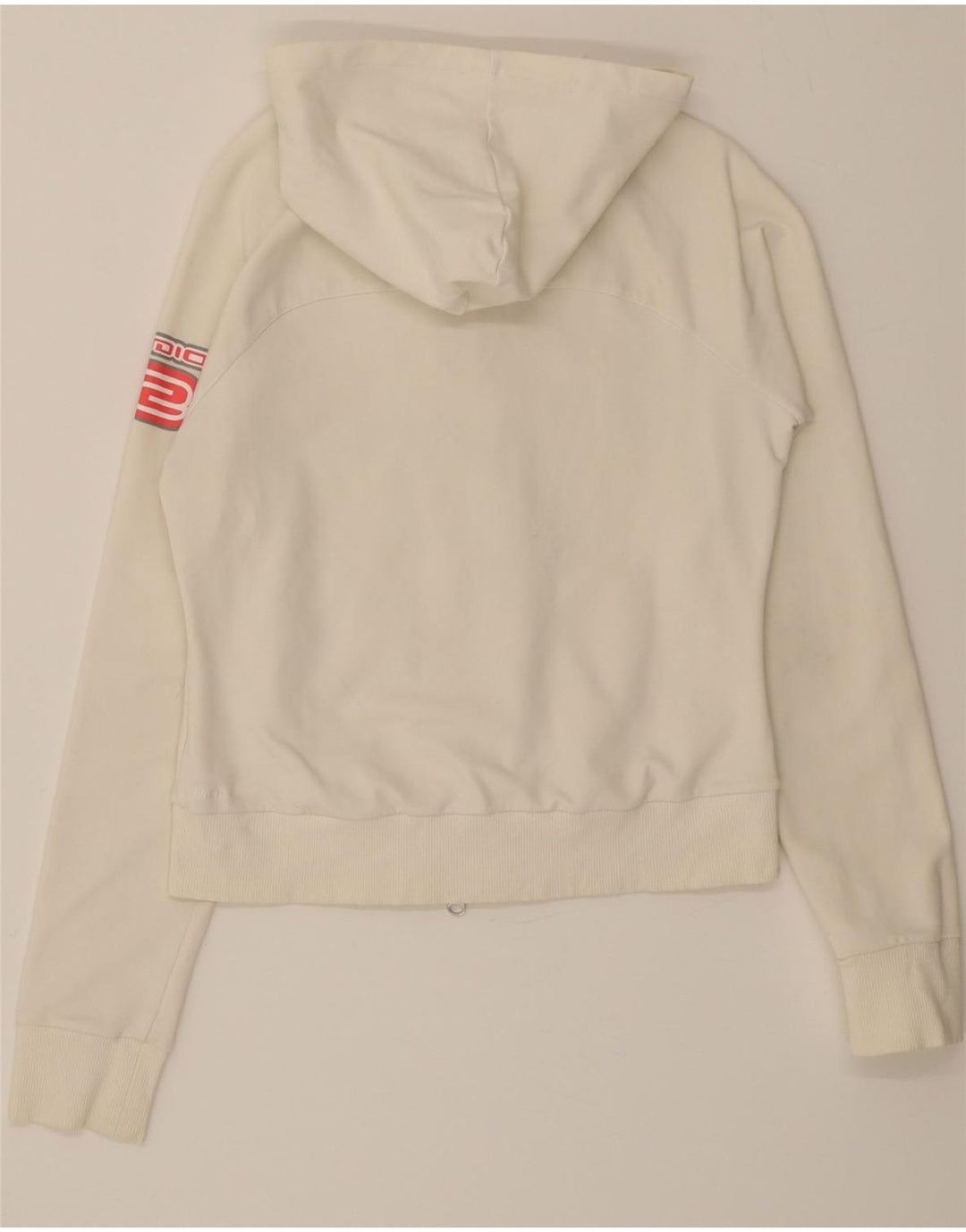 NIKE Womens Zip Hoodie Sweater UK 14/16 Medium White Polyester Vintage Nike and Second-Hand Nike from Messina Hembry 
