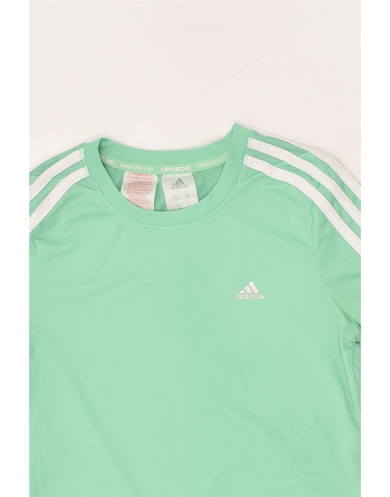 ADIDAS Girls T-Shirt Top 11-12 Years Green Polyester | Vintage Adidas | Thrift | Second-Hand Adidas | Used Clothing | Messina Hembry 