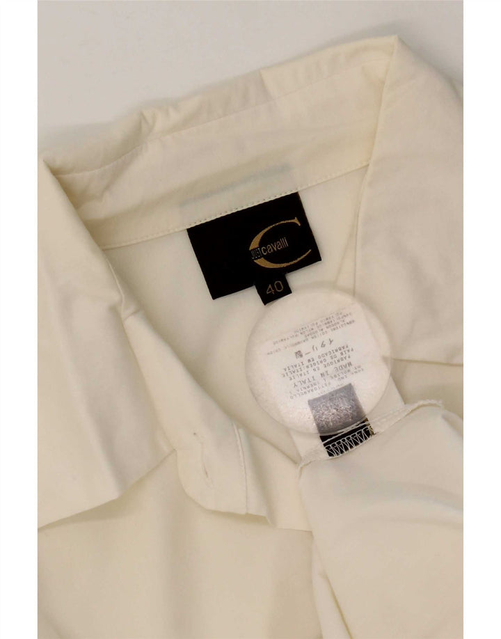 Just Cavalli Womens Graphic Shirt IT 40 Small White Cotton