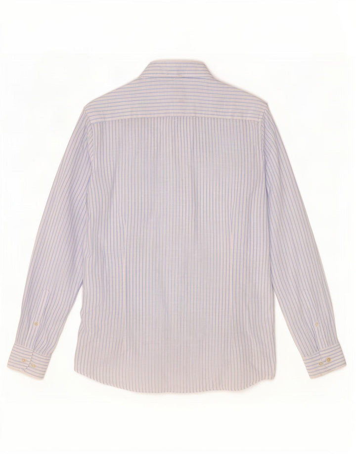 Massimo Dutti Mens Shirt Large Blue Pinstripe Linen