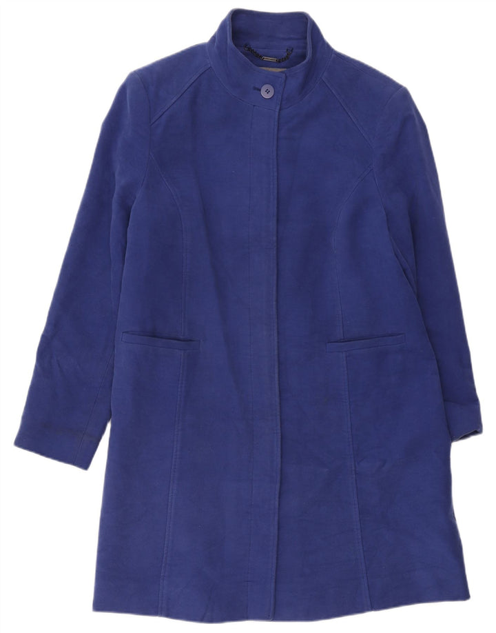 Laura Ashley Womens Overcoat UK 16 Large Navy Blue Cotton